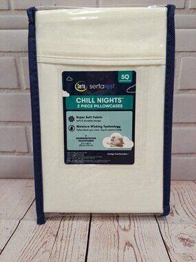NWT Serta Rest Chill Nights 2 Pillowcases Standard/Queen, Moisture Wicking, Soft